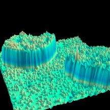 Image of substitutional Cr impurities (small bumps) in the Fe(001) surface.