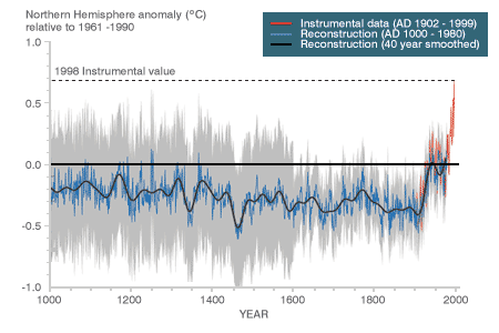 The IPCC's version showed temperature variation over 1,000 years